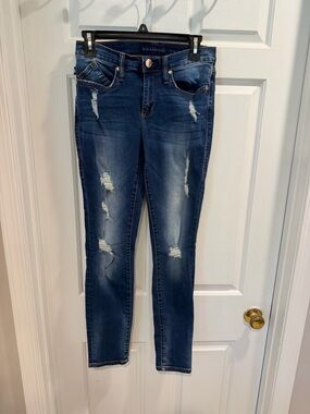 Rock & Republic Dark Blue Distressed Skinny Jeans Sz 6